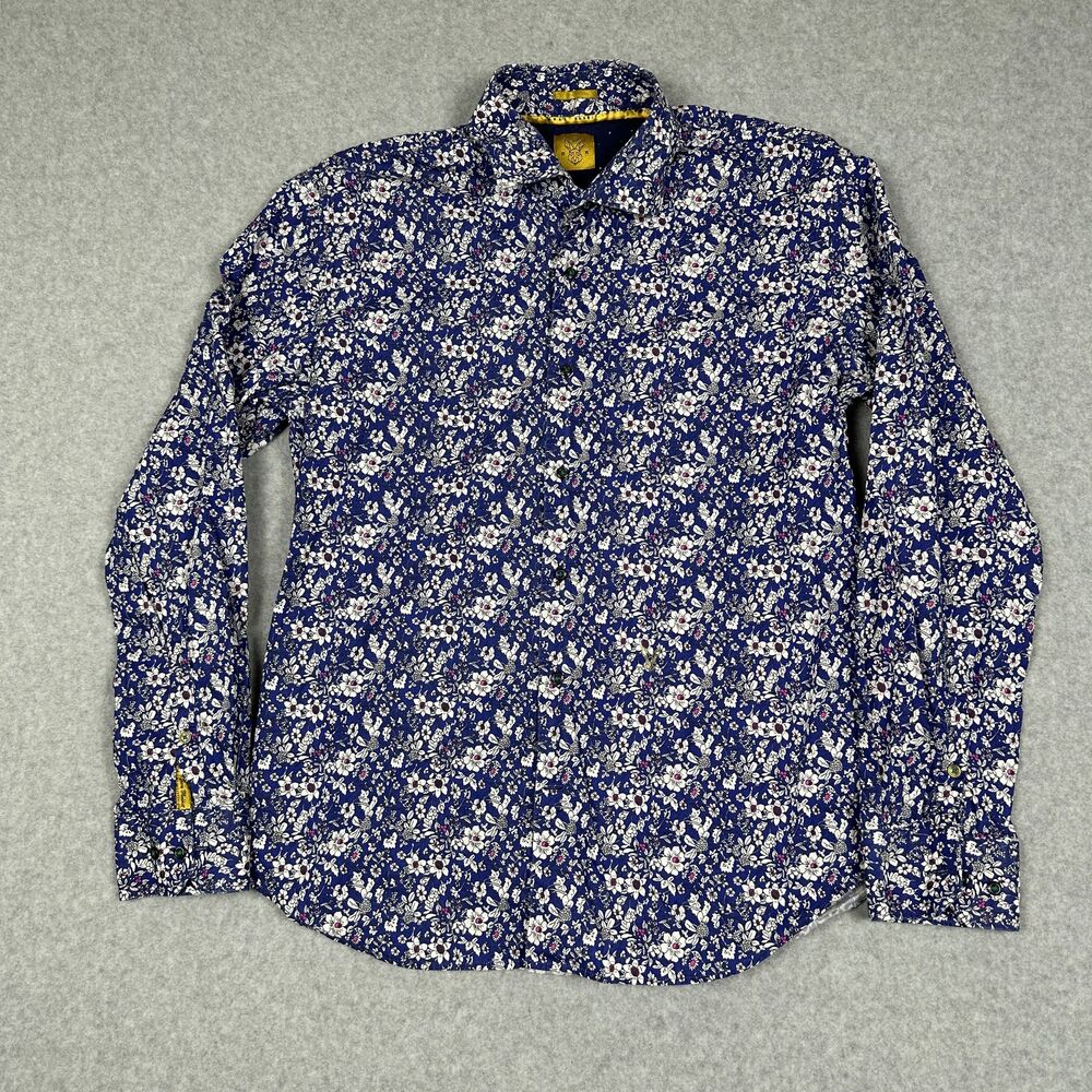 Rare Rabbit Shirt Mens L Multicolor Floral Print Button Down Collared Cotton‎